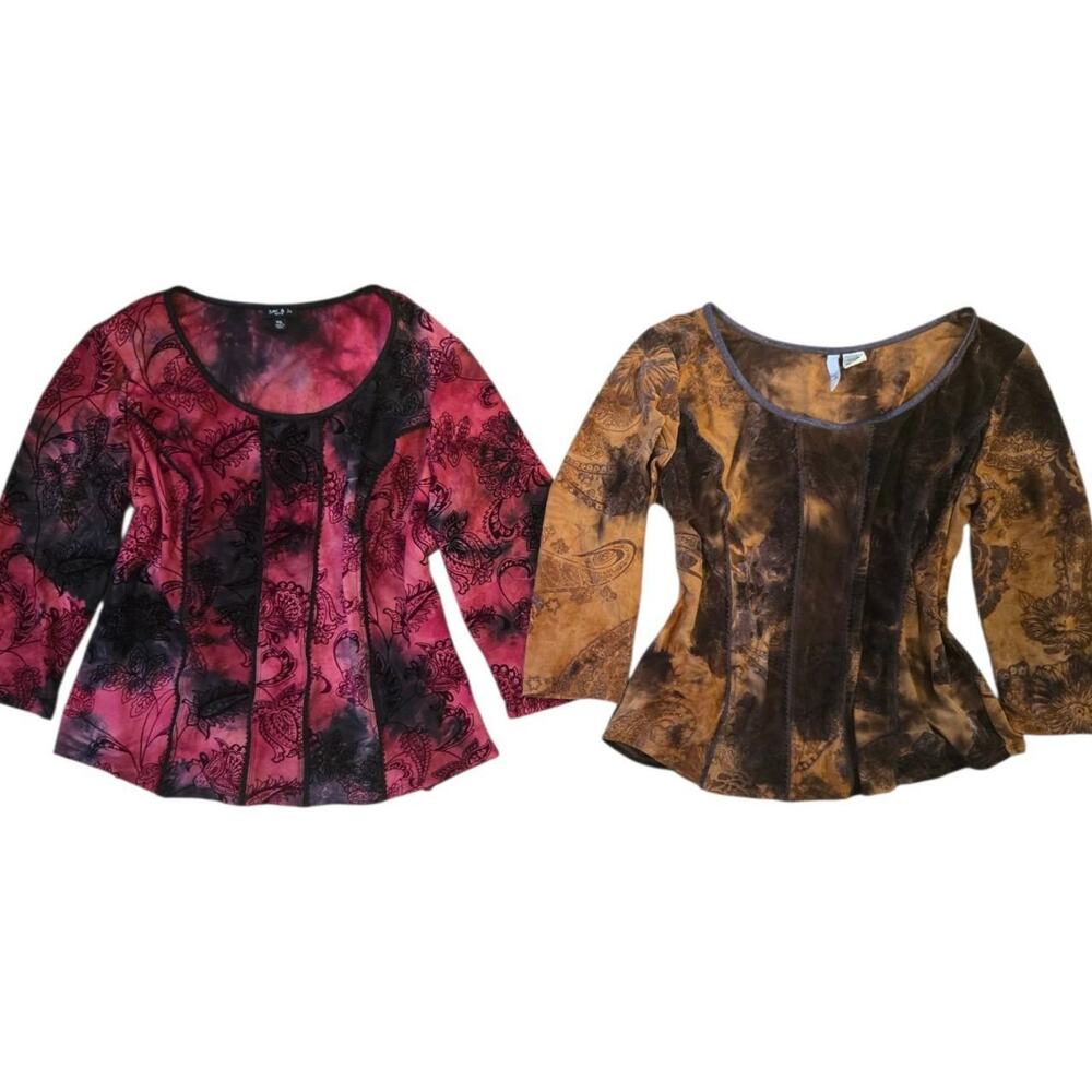 Y2k paisley velvet top